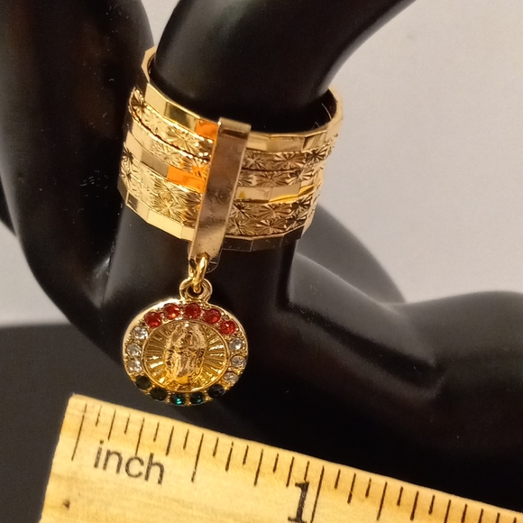 LAST ONE Virgen Guadalupe Semanario Woman Ring Gold Layered/ Oro Laminado NWOT - Picture 7 of 10